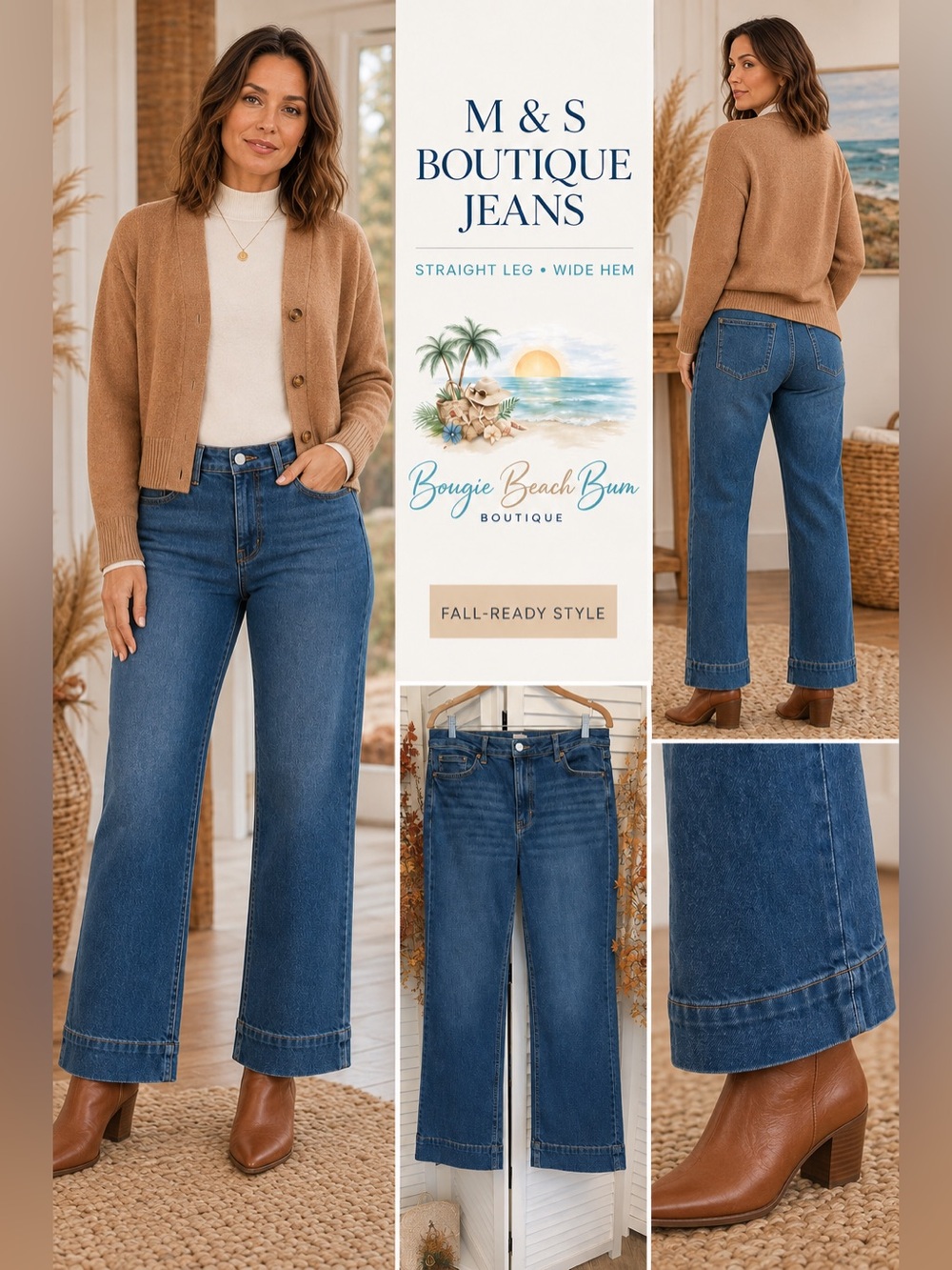 Women's Straight-Leg Jeans in Dark Blue by M & S Boutique